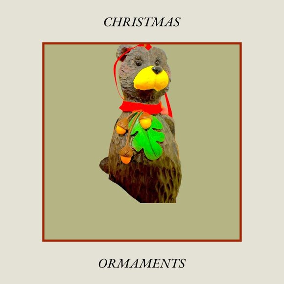 Vintage Hand-Painted Animated Bear Christmas Ornament With Fish - Picture 2 of 12